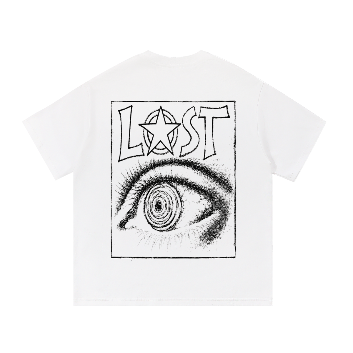 White Lost Tee With Eye Graphic