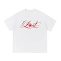 Oversized white cursive lost tee